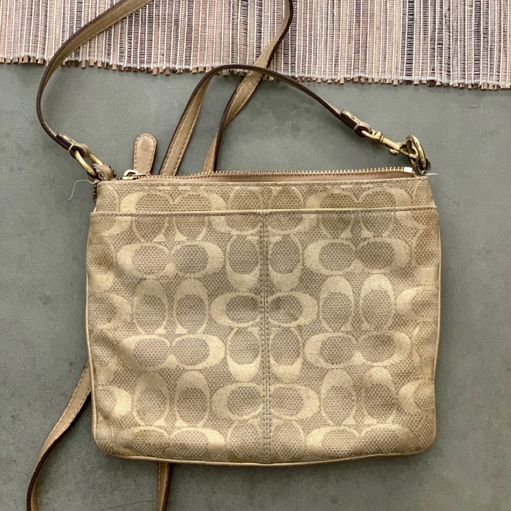 Metallic gold Coach Crossbody Purse - Picture 3 of 3